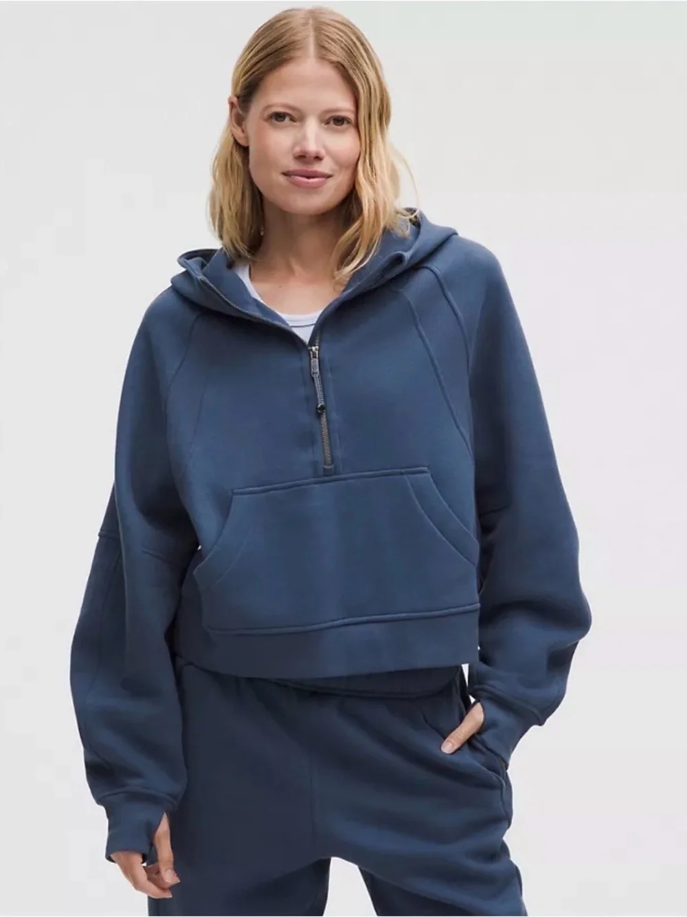 lululemon athletica Women's Half-Zip Hooded Pullover - Navy Blue